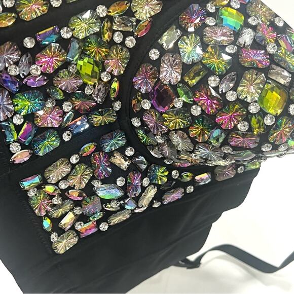 AB Rhinestone Encrusted Corset Bra Bustier Crop Top EDC RAVE FUN FESTIVAL FLIRTY - Picture 7 of 10